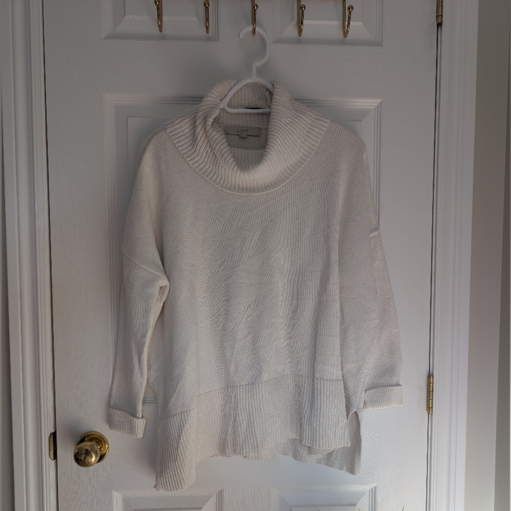 LOFT Elegant Cream Cowl Neck Sweater